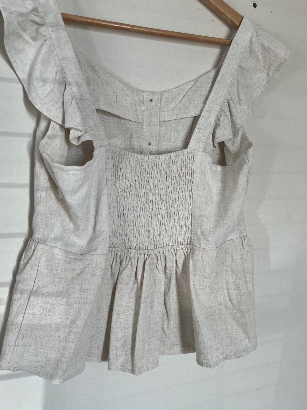 Women’s Cream Button-Front Ruffle Strap Top - Picture 3 of 3